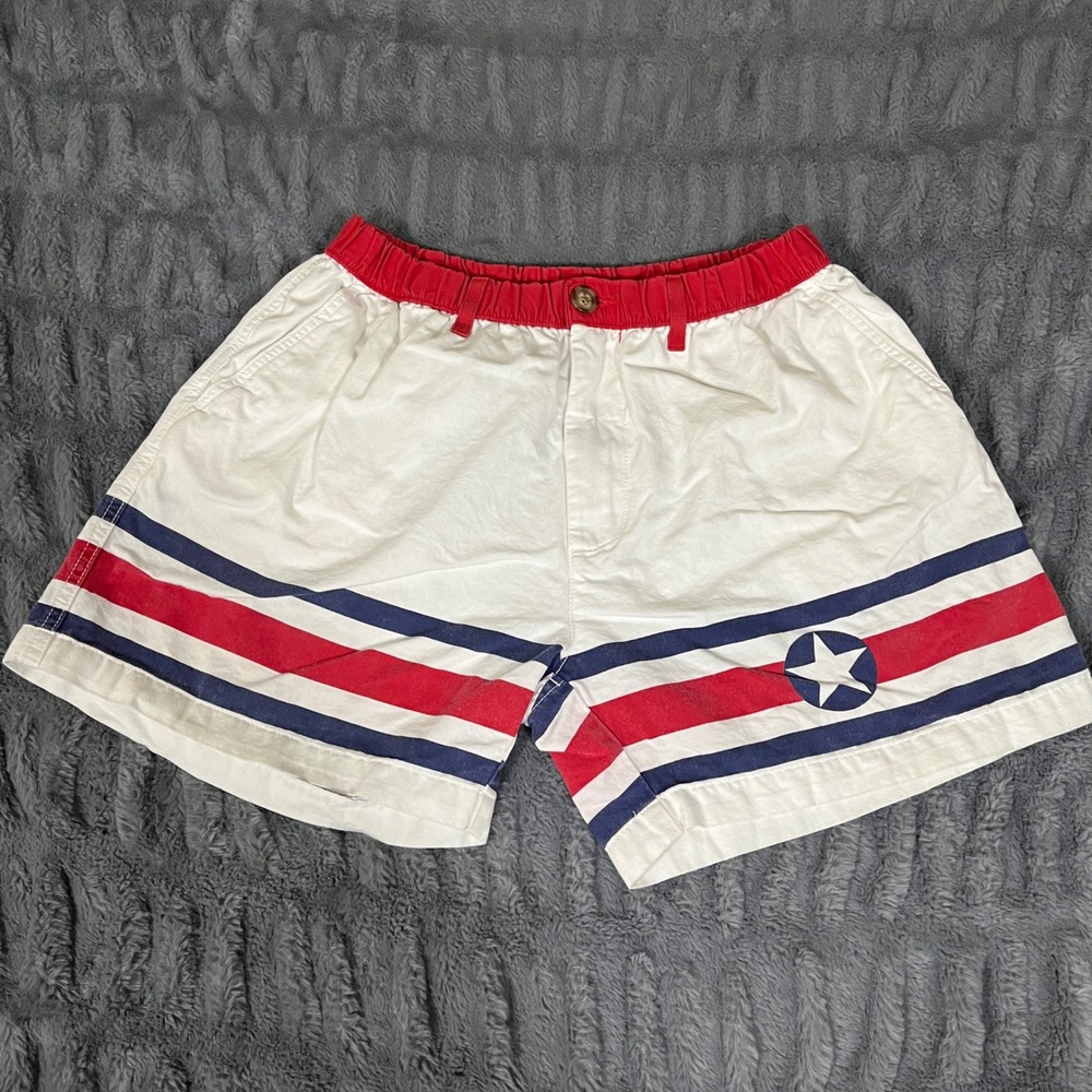Chubbies USA White Red Blue Stripe Star Athletic Shorts Mens Large